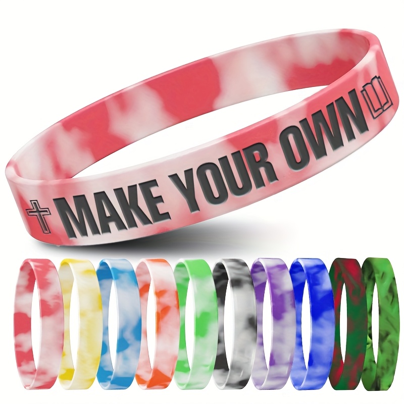 70pcs Silicone Bracelets with Religious Patterns, Create Your Own Design